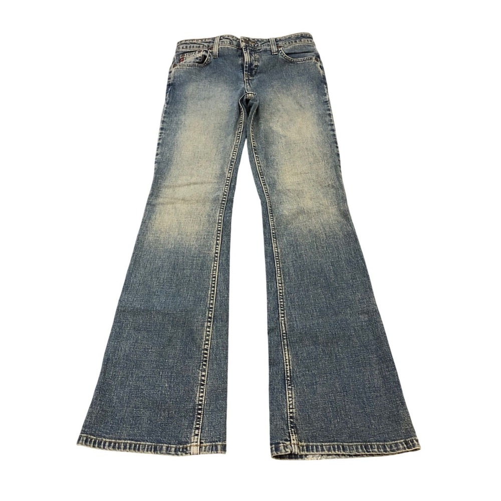 Aeropostale Flare Jeans Womens 3/4 Regular Blue Acid Wash Low Rise Y2K 7PG2273